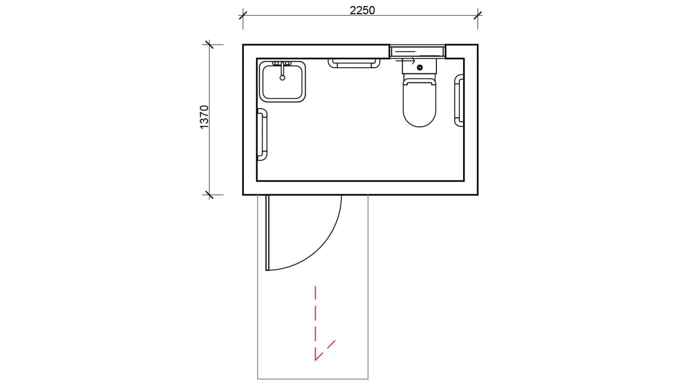 Small Ambulant Toilet with Ramp floor plan
