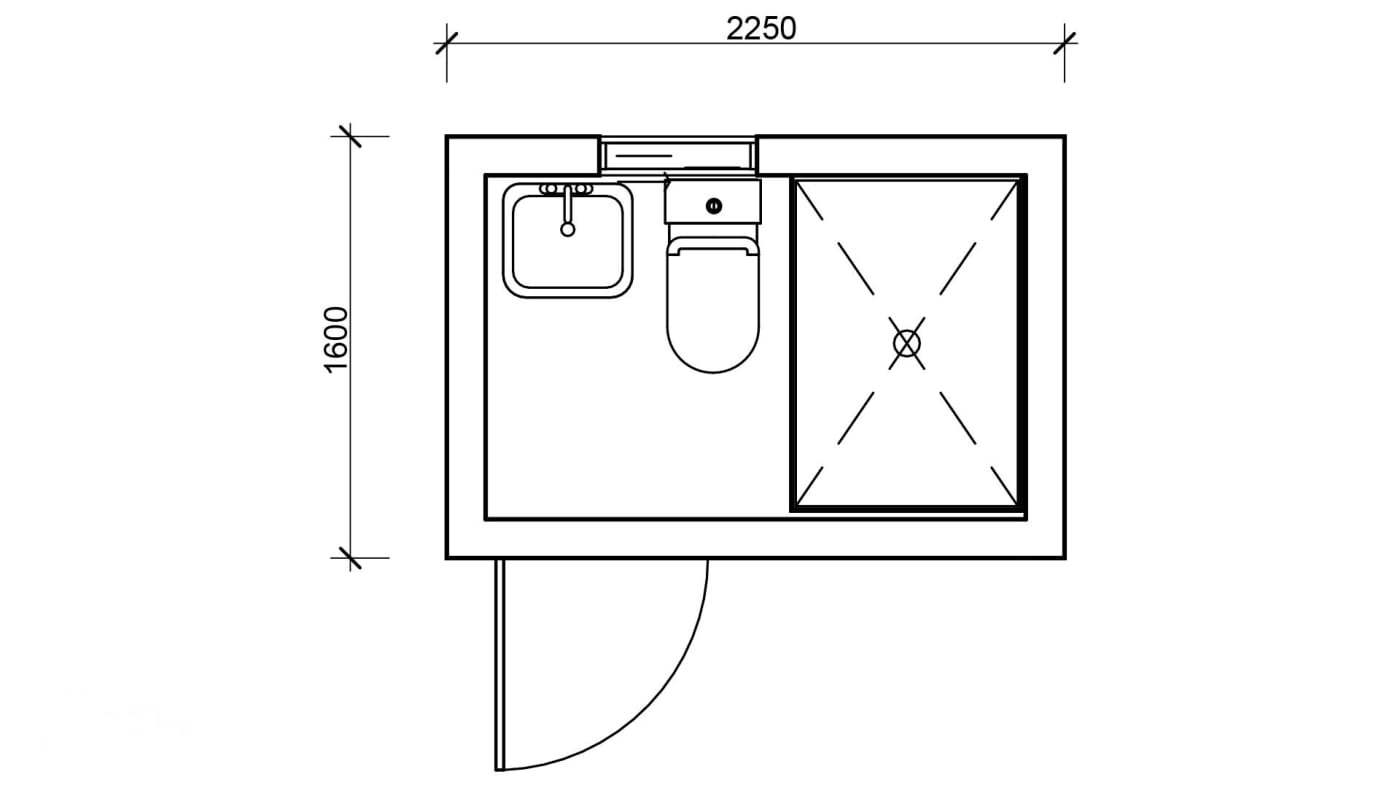 Shower & Toilet Bathroom floor plan