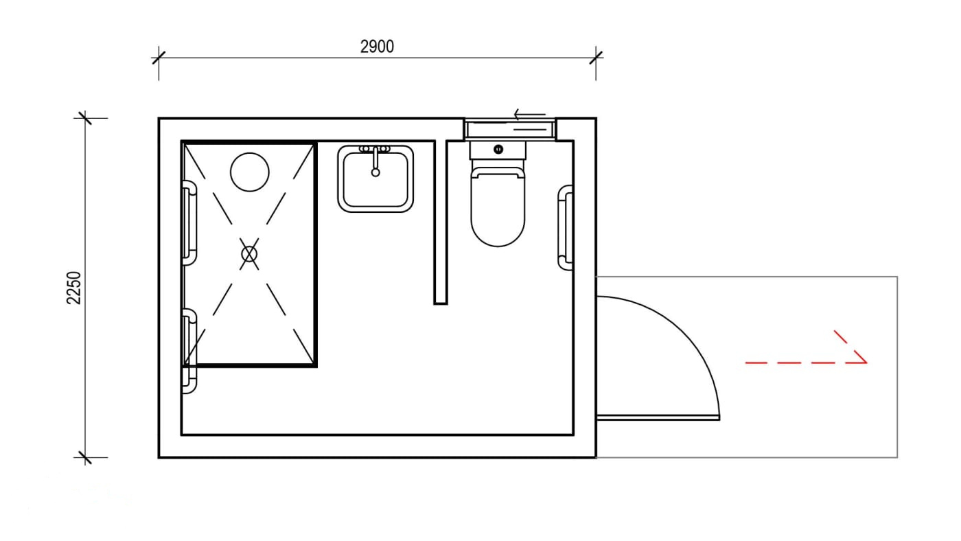 Large Ambulant Toilet with Shower floor plan